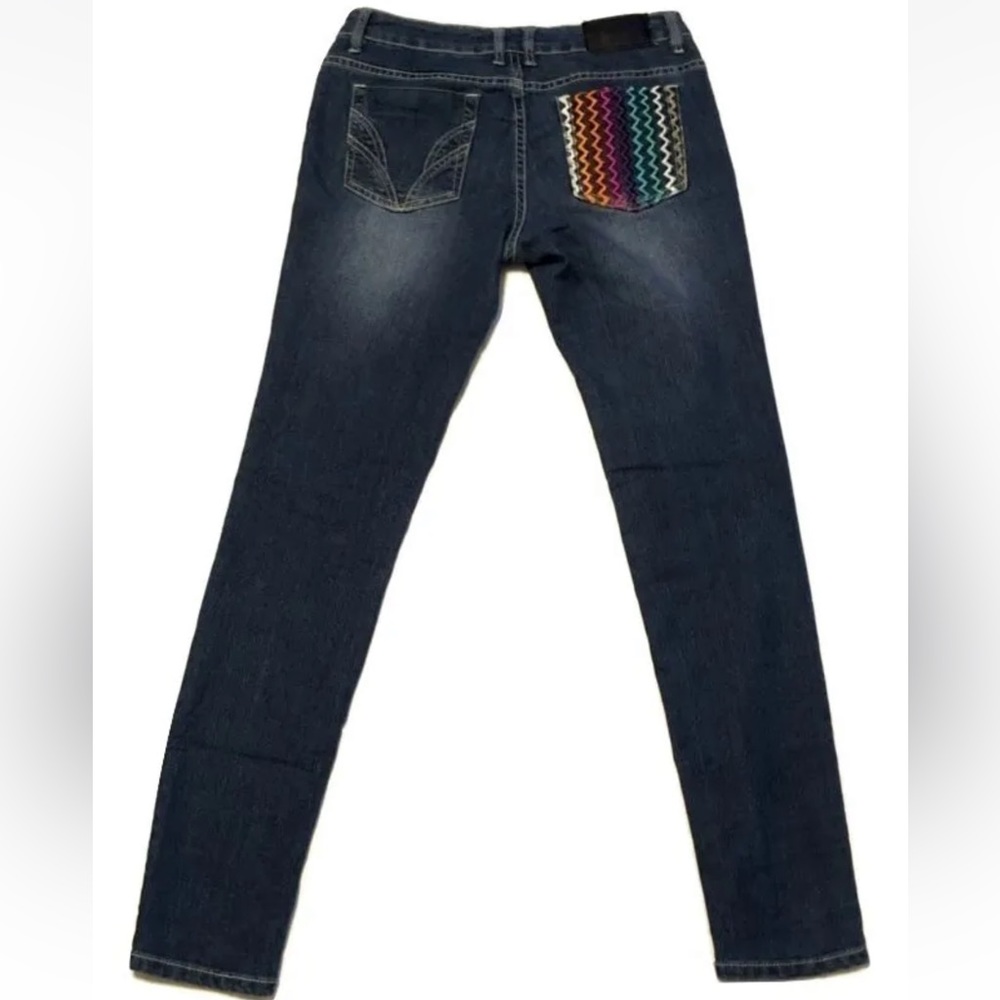 COOGI straight leg medium blue wash colorful pocket jean Size 10 - Picture 1 of 17